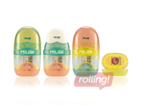 Pencil sharpener with eraser Milan New Look, assorted colours, 1pc