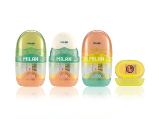 Pencil sharpener with eraser Milan New Look, assorted colours, 1pc