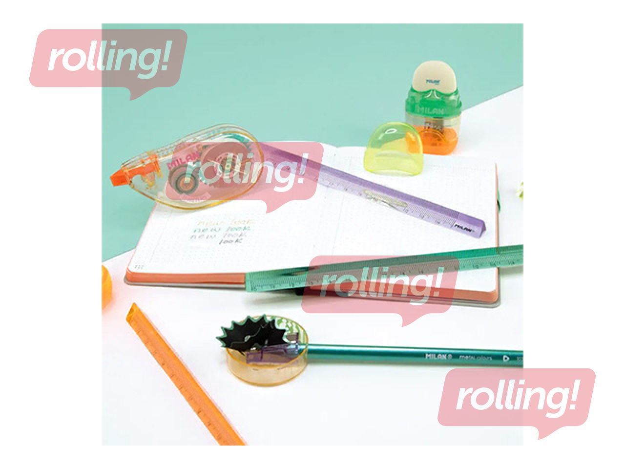Pencil sharpener with eraser Milan New Look, assorted colours, 1pc