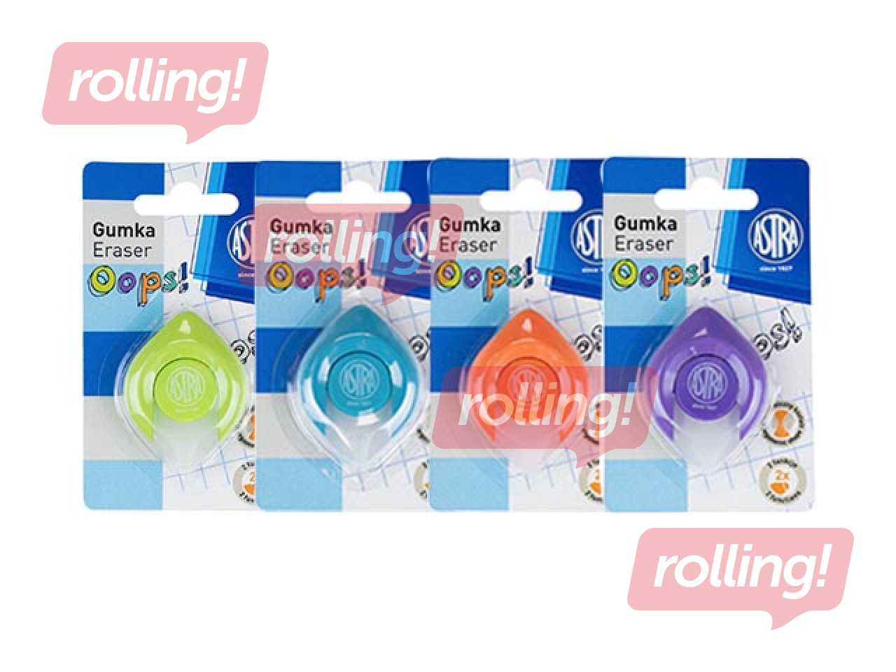 Two sided rubber for erasable pens and pencils Astra, 1 pcs.