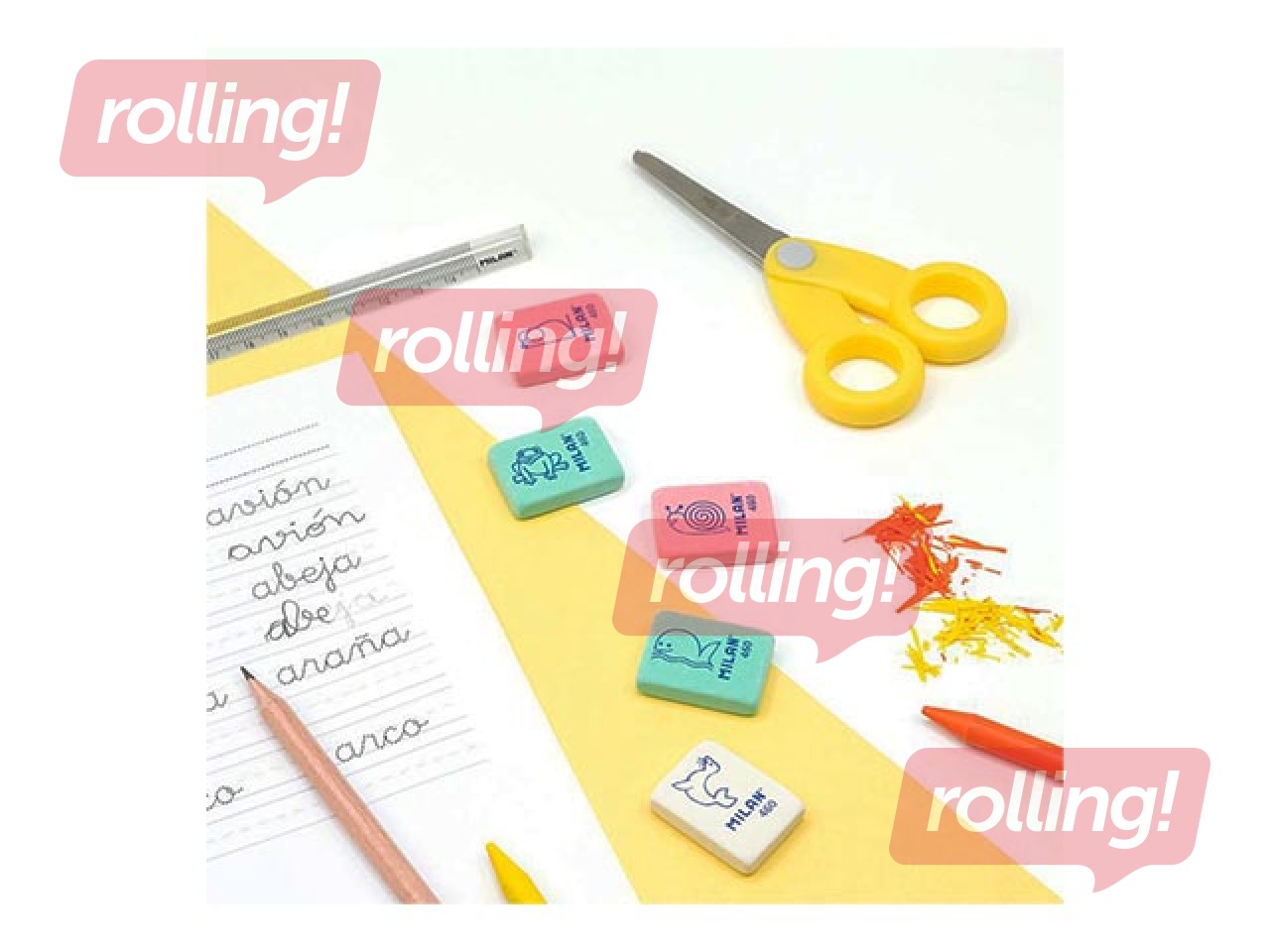 Kustukumm Milan 460, laste kujundusega, erinevates värvitoonides