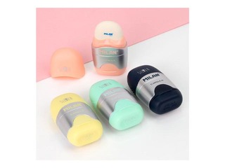 Eraser-Pencil Sharpener Milan, Capsule Silver