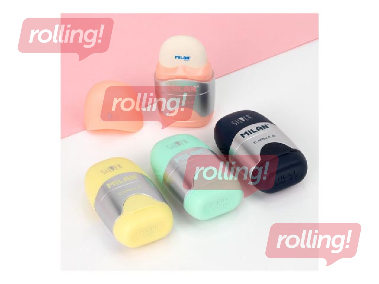 Eraser-Pencil Sharpener Milan, Capsule Silver