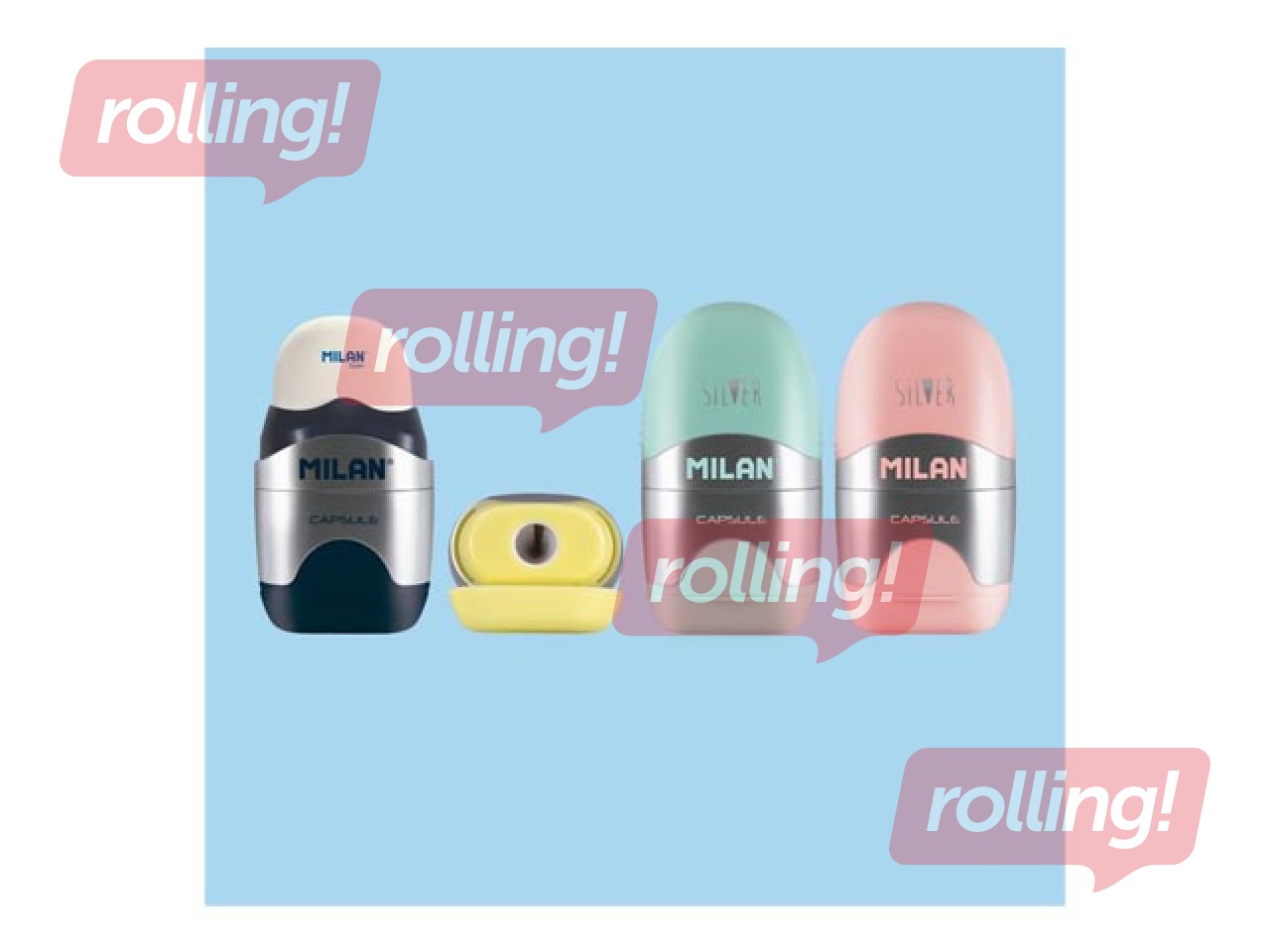 Kustutuspliiats ja pliiatsi teritaja Milan, Capsule Silver