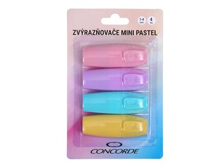 Teksta marķieru komplekts Concorde, mini, 4 pasteļkrāsas, 1-4mm