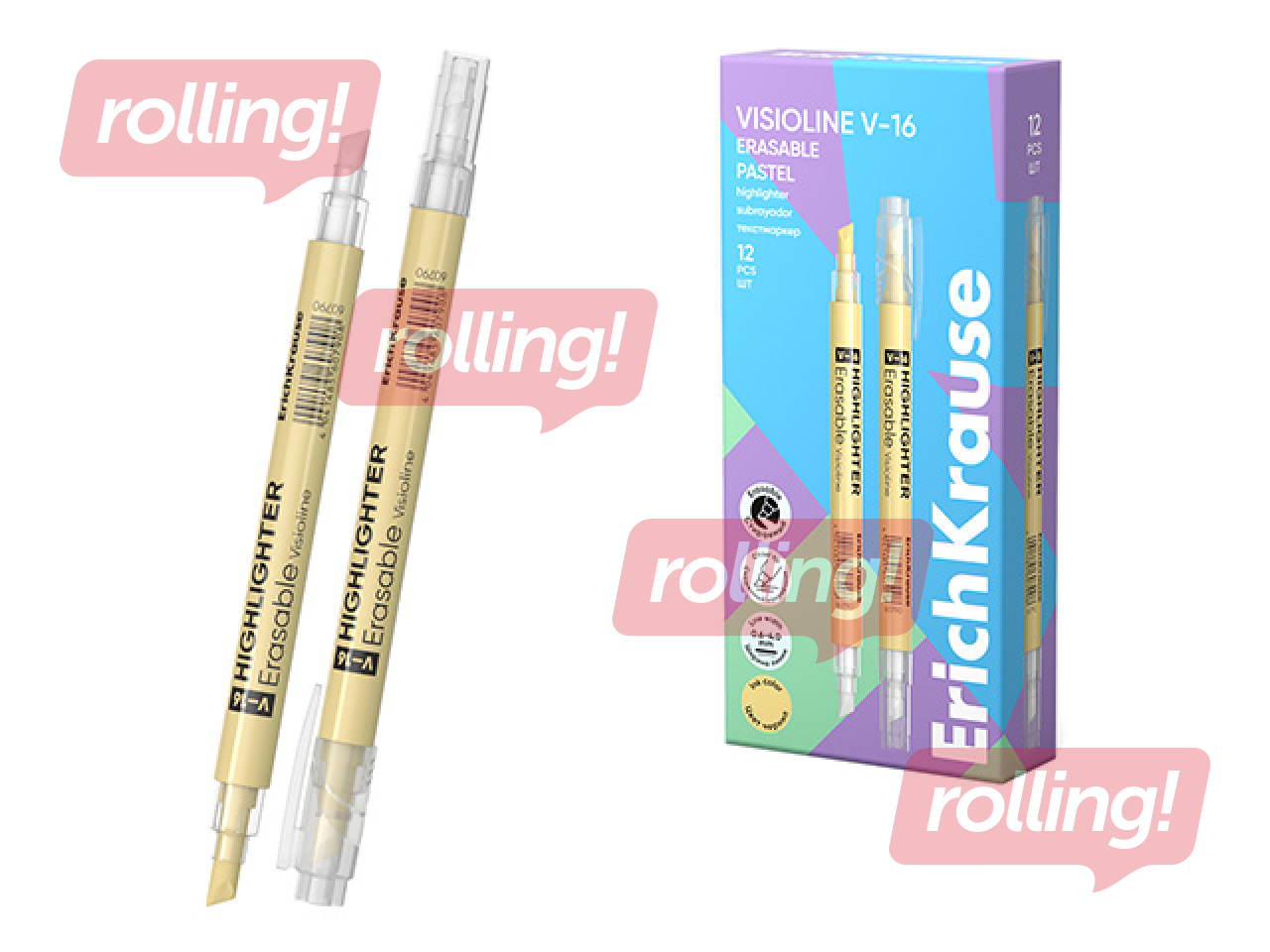 Text marker ErichKrause, Visioline V-16 Erasable Pastel, erasable, pastel yellow
