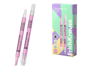 Text highlighter ErichKrause, V-16, erasable, pastel pink, 0.6–4mm