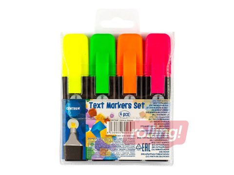 Набор текстовыделителей Centrum, 4 цвета, 2–5мм
