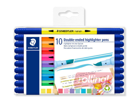 Набор текстовыделителей Staedtler Textsurfer 3620, двусторонний, 10 цветов