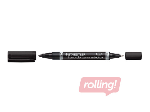 Permanentne marker Staedtler Lumcolor DUO, kahepoolne, must, 0.6mm/1.5mm