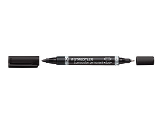 Permanentne marker Staedtler Lumcolor DUO, kahepoolne, must, 0.6mm/1.5mm