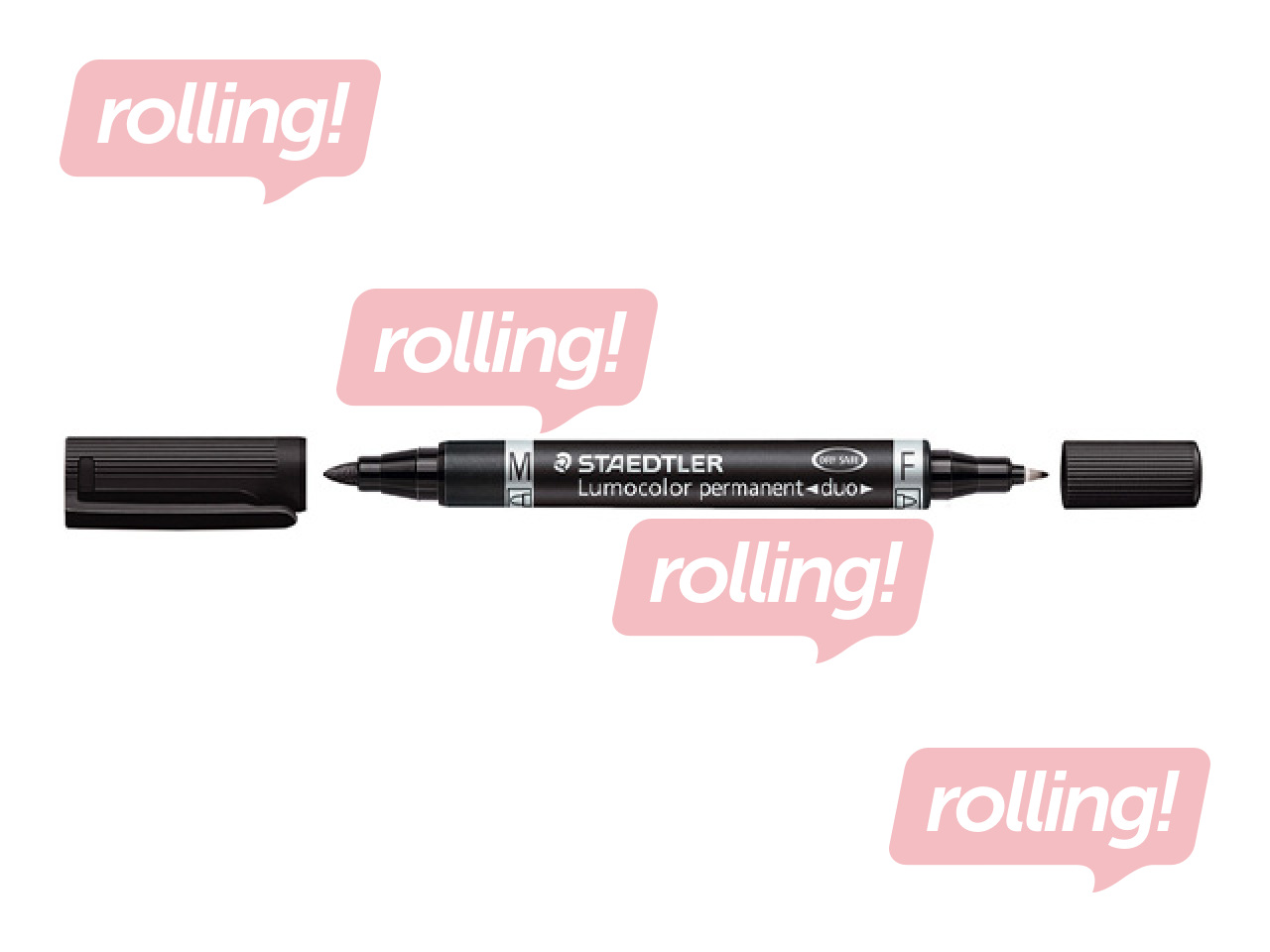 Permanentne marker Staedtler Lumcolor DUO, kahepoolne, must, 0.6mm/1.5mm