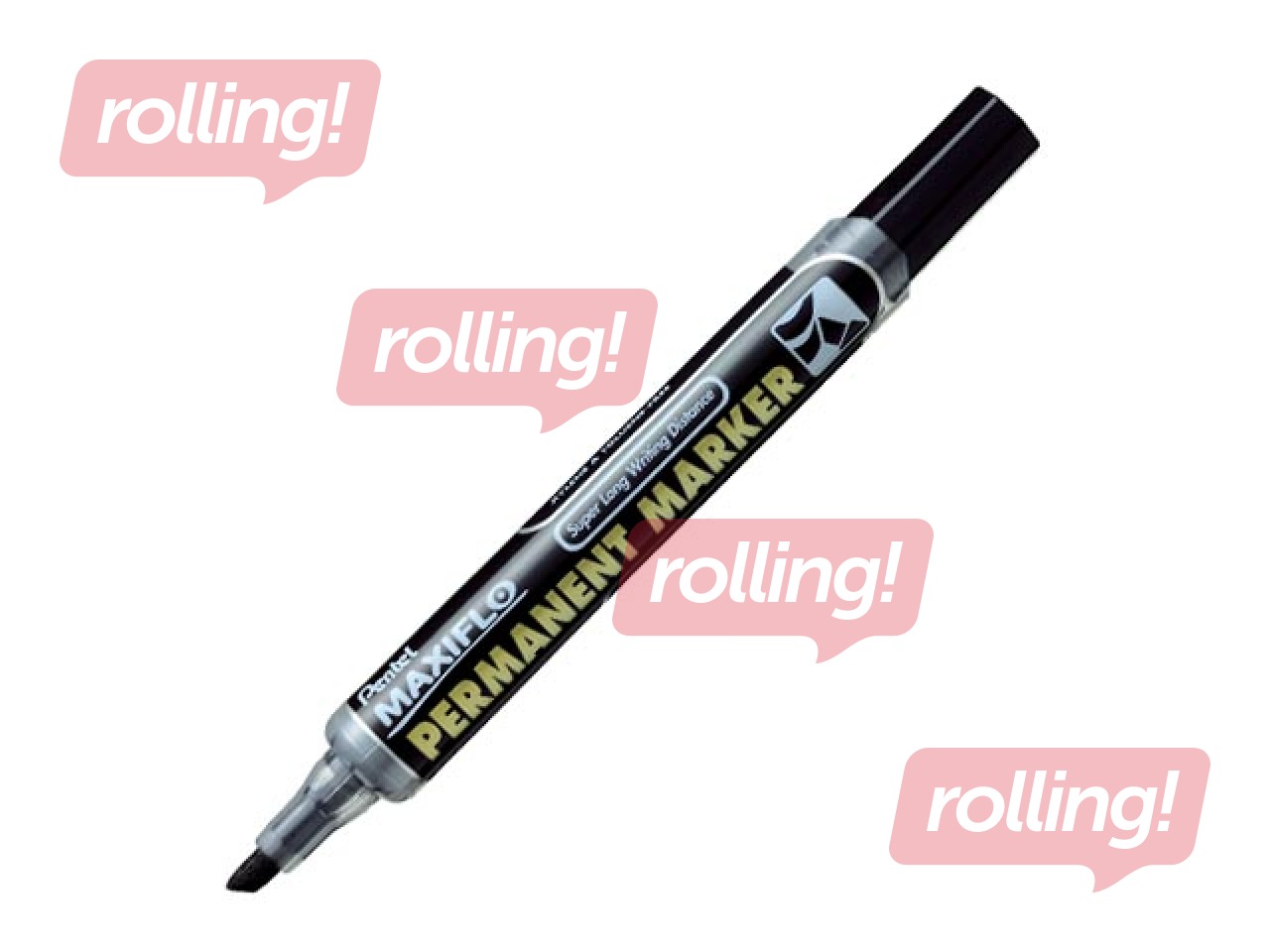 Перманентный маркер Pentel Maxiflo, скошенный наконечник, черный, 2-4.5мм
