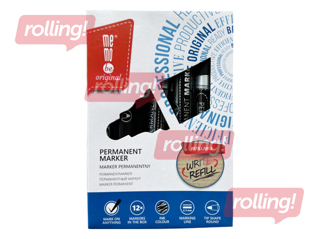 Permanentne marker MemoBe, must, 1-3mm