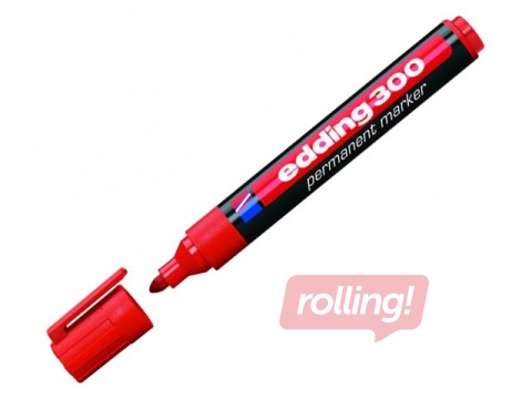 Permanentne marker Edding 300, punane, 1.5-3mm