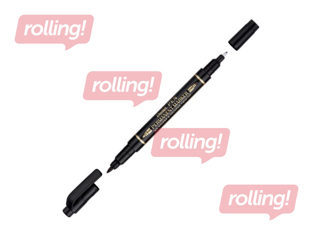 Pentel permanent marker, double sided, conical, black, 0.6/2.0mm