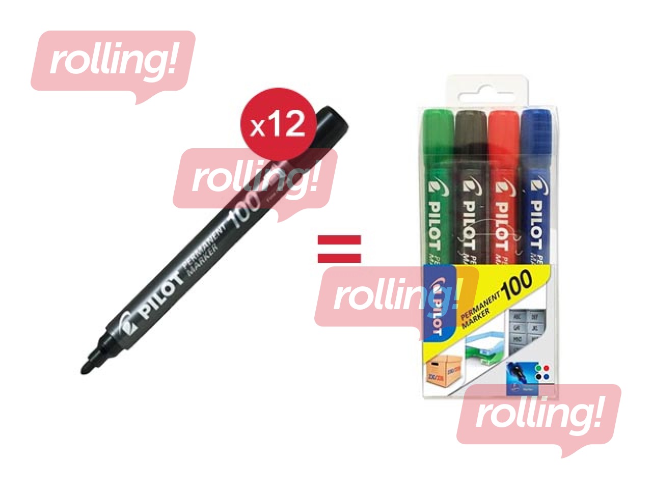 Перманентный маркер Pilot 100, чёрный, 1мм + АКЦИЯ! Купите перманентные маркеры и получите подарок!