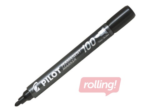 Püsimarker Pilot 100, must, 1mm + KINGITUS! Osta püsivad markerid ja saa kingitus!