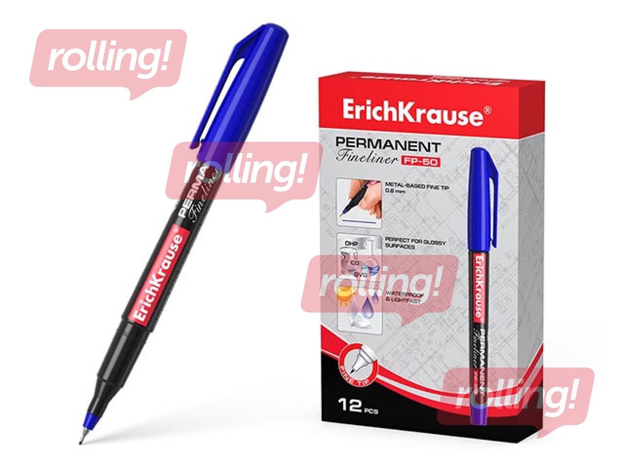 Permanents marķieris ErichKrause FP-50, zils, 0.6mm