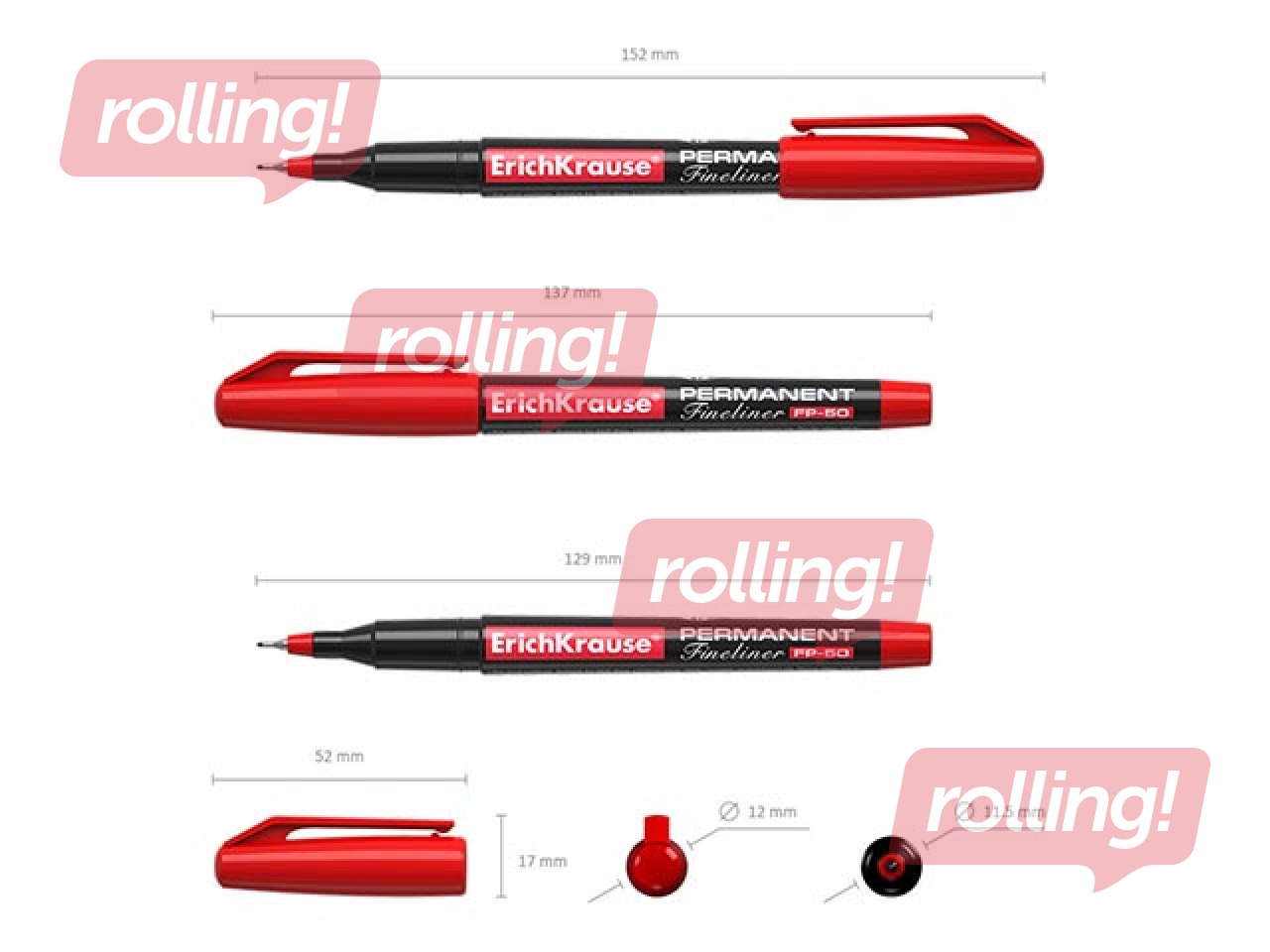 Permanents marķieris ErichKrause FP-50, sarkans, 0.6mm