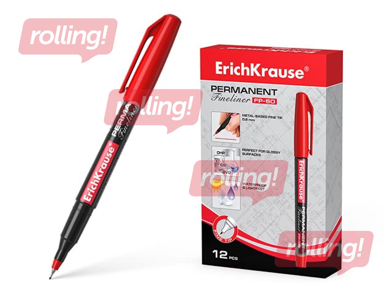 Püsimarker ErichKrause FP-50, punane, 0.6mm