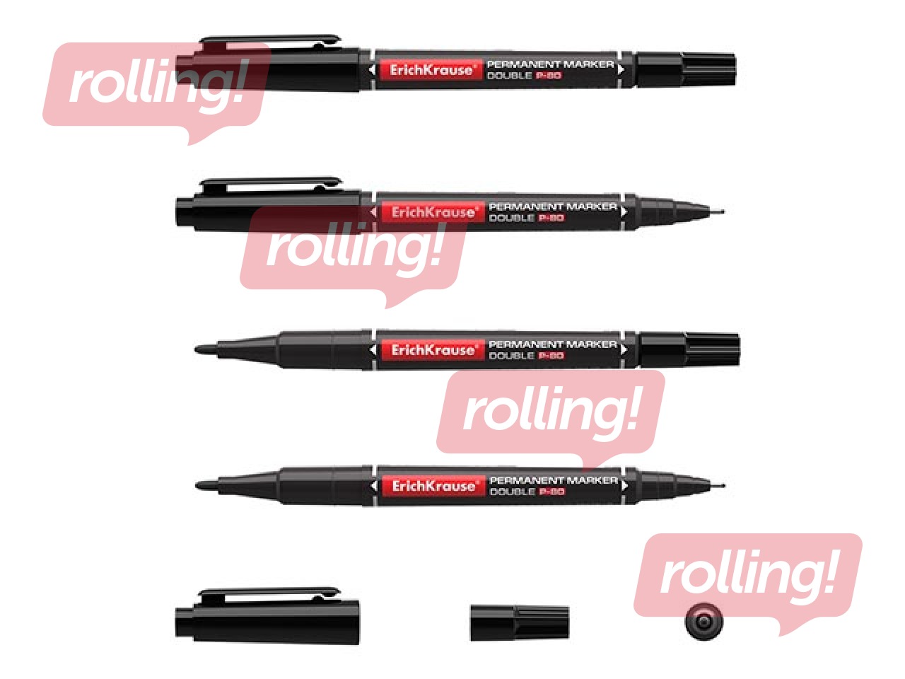 Permanent marker ErichKrause P-80, double-sided, black, 0.45/1.65mm