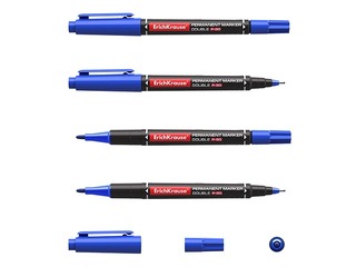 Permanent marker ErichKrause P-80, double-sided, blue, 0.45/1.65mm