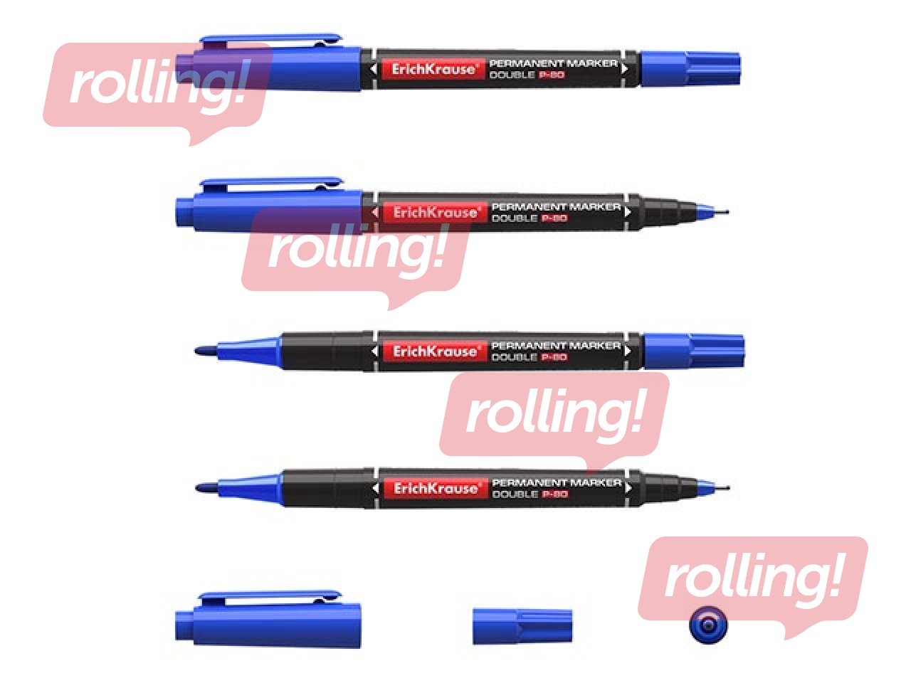 Permanent marker ErichKrause P-80, double-sided, blue, 0.45/1.65mm