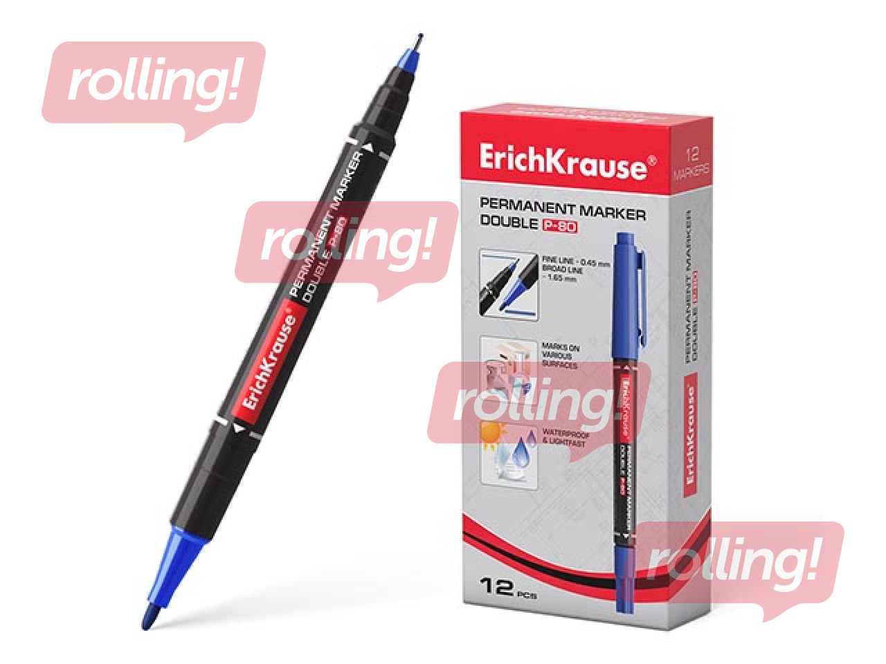 Permanent marker ErichKrause P-80, double-sided, blue, 0.45/1.65mm