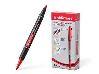 Permanent marker ErichKrause P-80, double-sided, red, 0.45/1.65mm