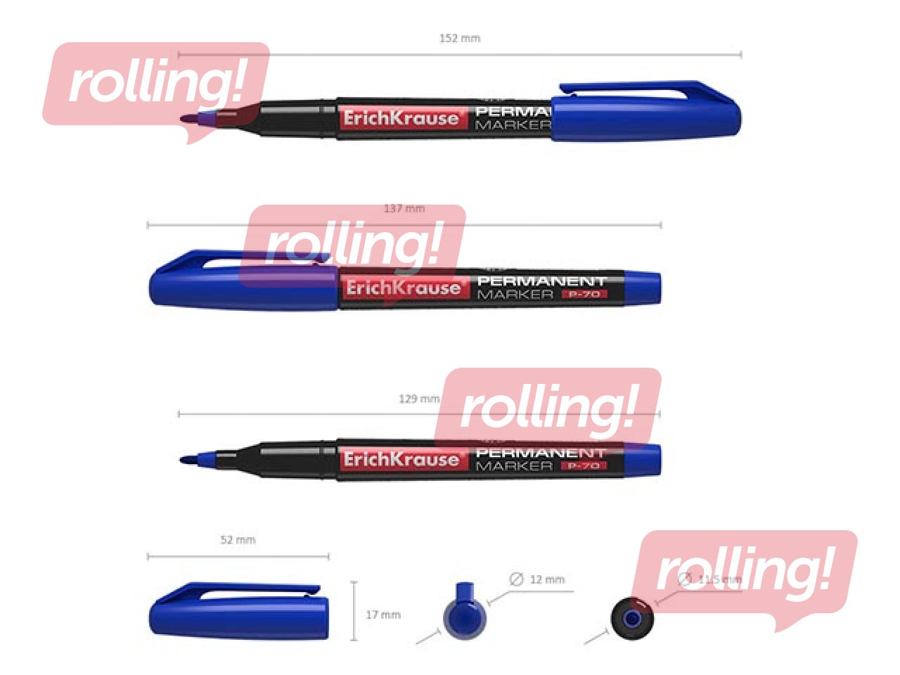 Permanent marker ErichKrause P-70, blue, 1mm