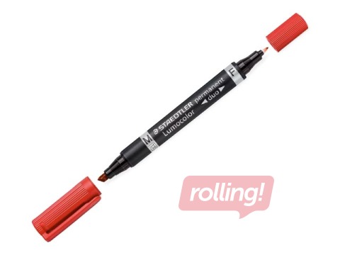 Перманентный маркер Staedtler Lumcolor DUO, двусторонний, красный, 0.6мм/1.5мм