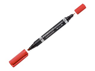 Перманентный маркер Staedtler Lumcolor DUO, двусторонний, красный, 0.6мм/1.5мм