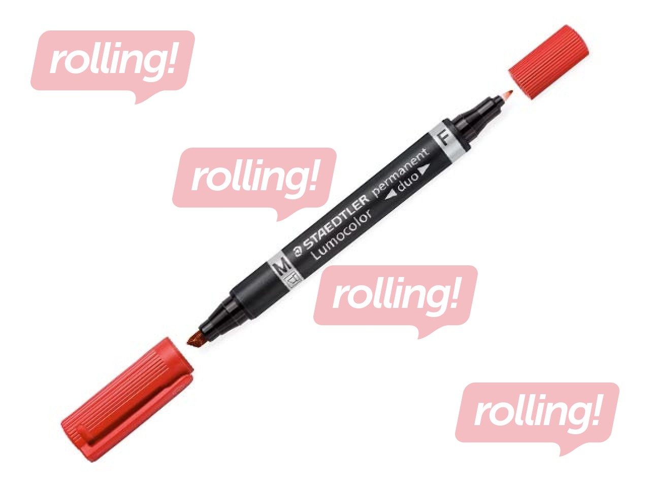 Перманентный маркер Staedtler Lumcolor DUO, двусторонний, красный, 0.6мм/1.5мм