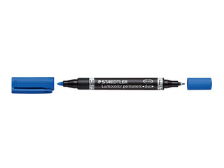 Permanent marker Staedtler Lumcolor DUO, double-sided, blue, 0.6mm/1.5mm