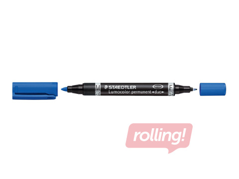 Permanentais marķieris Staedtler Lumcolor DUO, divpusējs, zils, 0.6mm/1.5mm