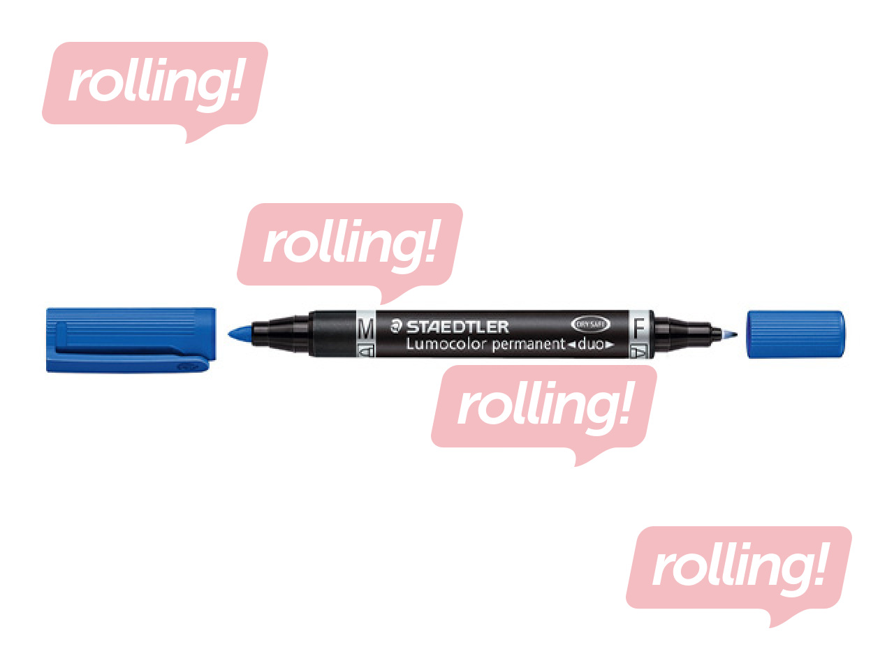 Перманентный маркер Staedtler Lumcolor DUO, двусторонний, синий, 0.6мм/1.5мм