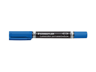 Перманентный маркер Staedtler Lumcolor DUO, двусторонний, синий, 0.6мм/1.5мм