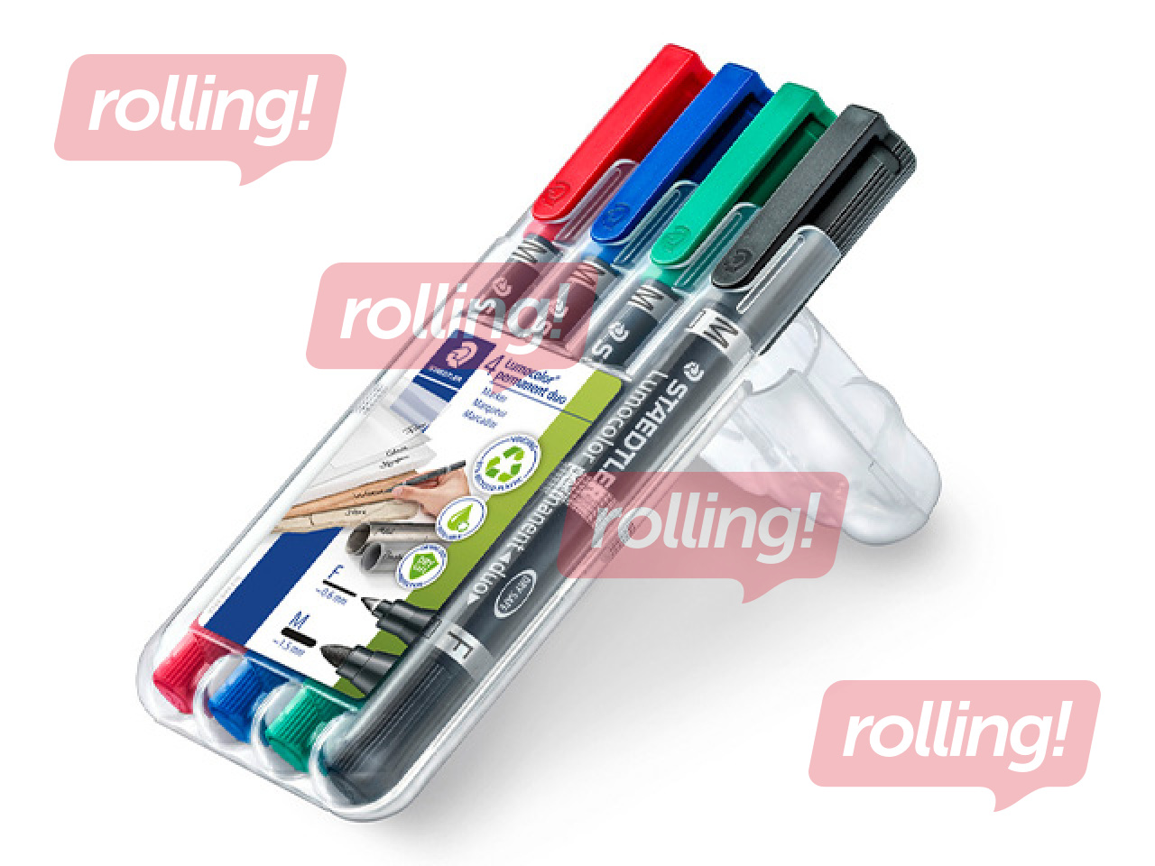 Double ended permanent marker with two bullet tips Staedtler Lumocolor, 4 colours