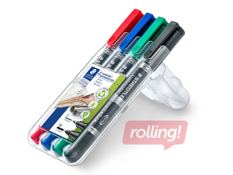 Kahe otsaga püsimarker Staedtler Lumocolor, 4 värvi