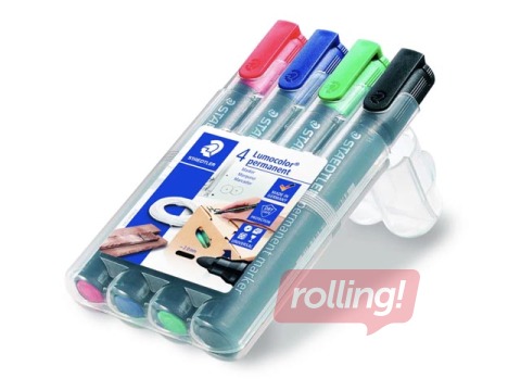Перманентный маркер set Staedtler Lumcolor 352, 2мм, 4 цвета
