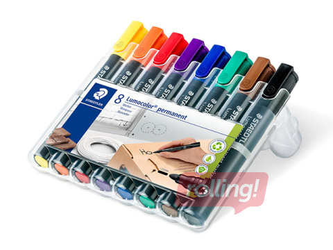 Permanentais marķieru komplekts Staedtler Lumcolor 352, 2mm, 8 krāsas
