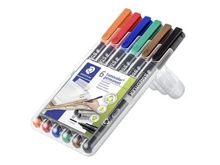 OHP Permanento marķieru komplekts Staedtler Lumcolor 317, 1mm, 6 krāsas
