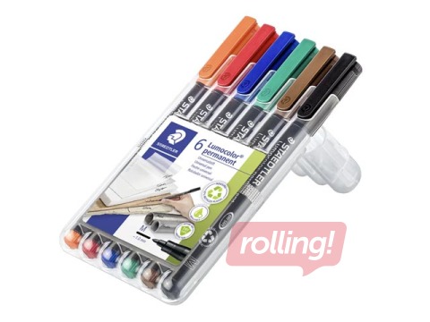 SALE OHP püsimarkerid Staedtler Lumcolor 317, 1mm, 6 värvi