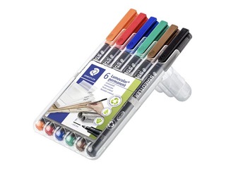Набор OHP перманентный маркер Staedtler Lumcolor 318, 0.6мм, 6 цвета