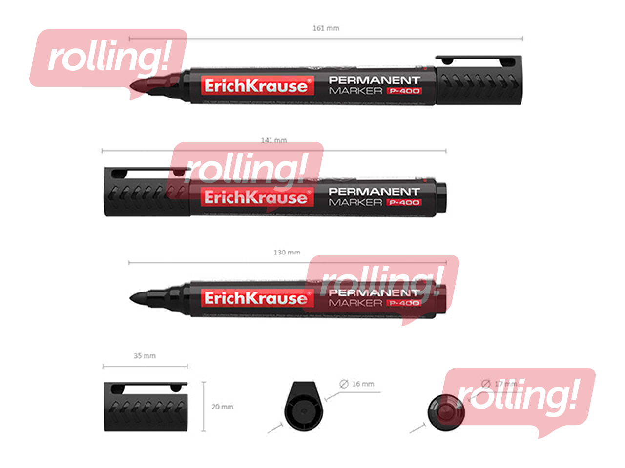 Permanent marker ErichKrause P-400, 2mm, black 