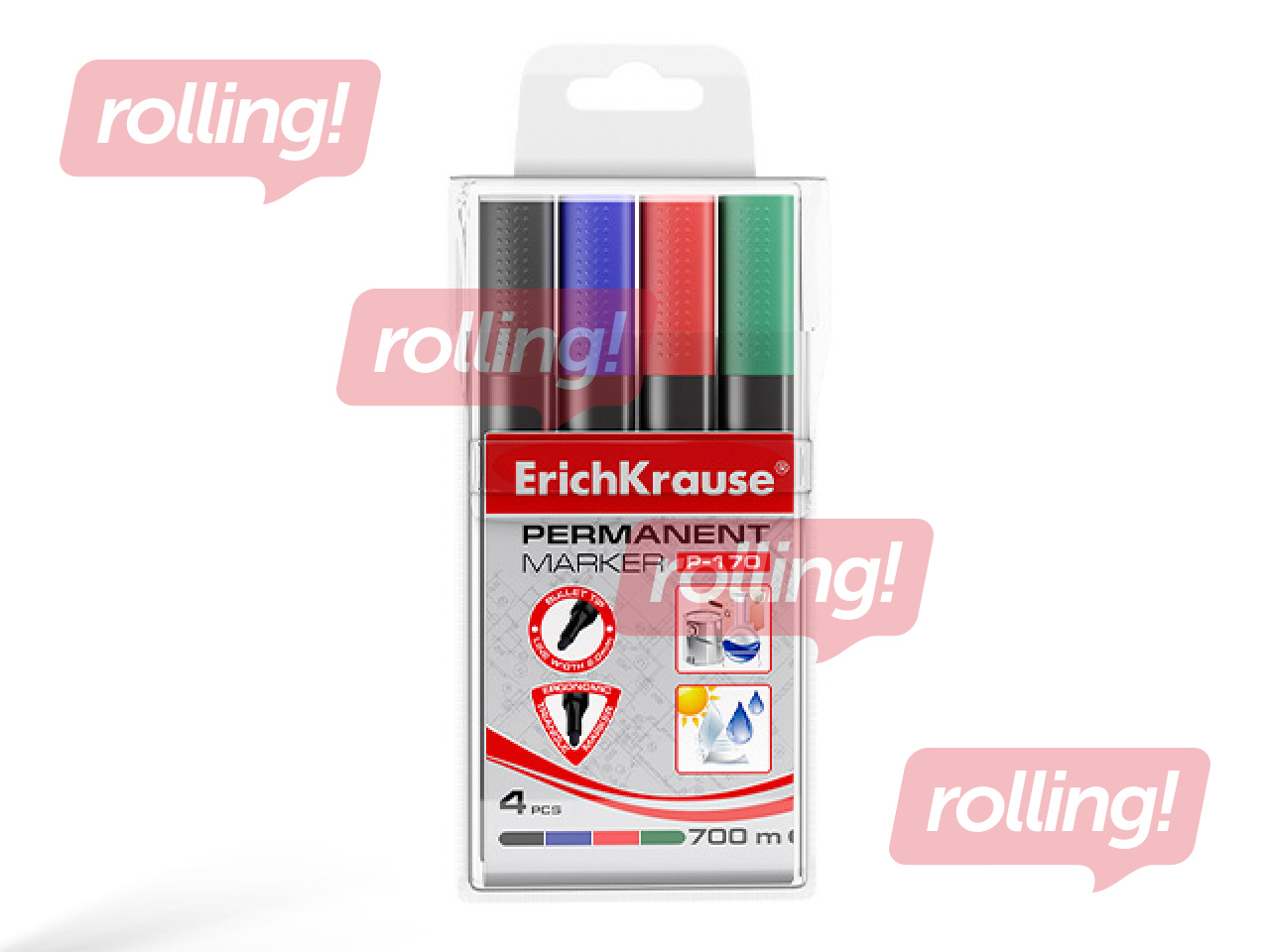Püsivmarkerite komplekt ErichKrause P-170, 4 värvi