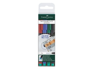 Permanent marker set Faber Castell F, 4 colors