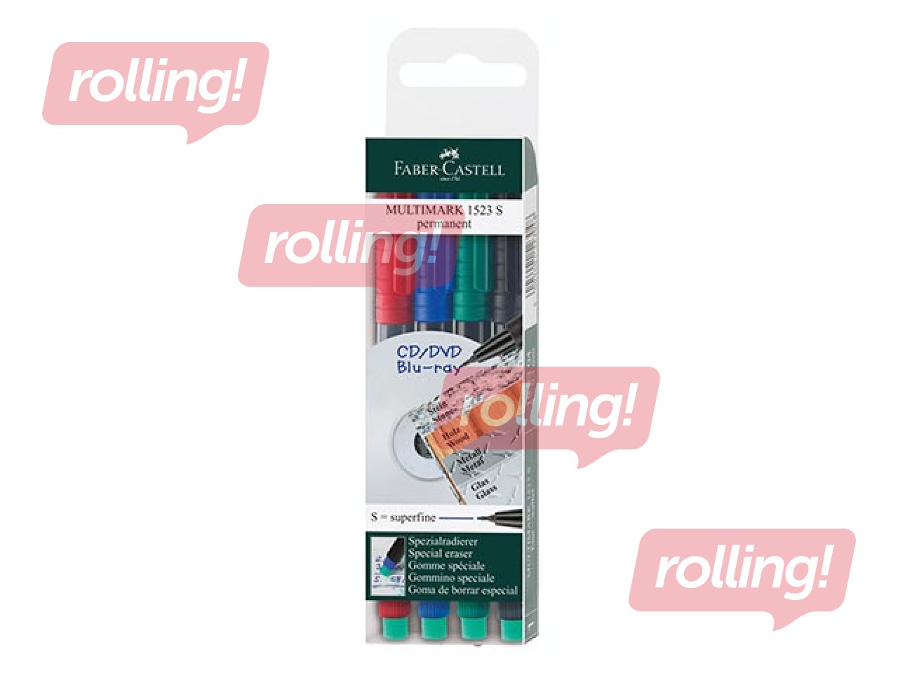 Püsitindimarkerite komplekt Faber Castell S, 0.4mm, 4 värvi