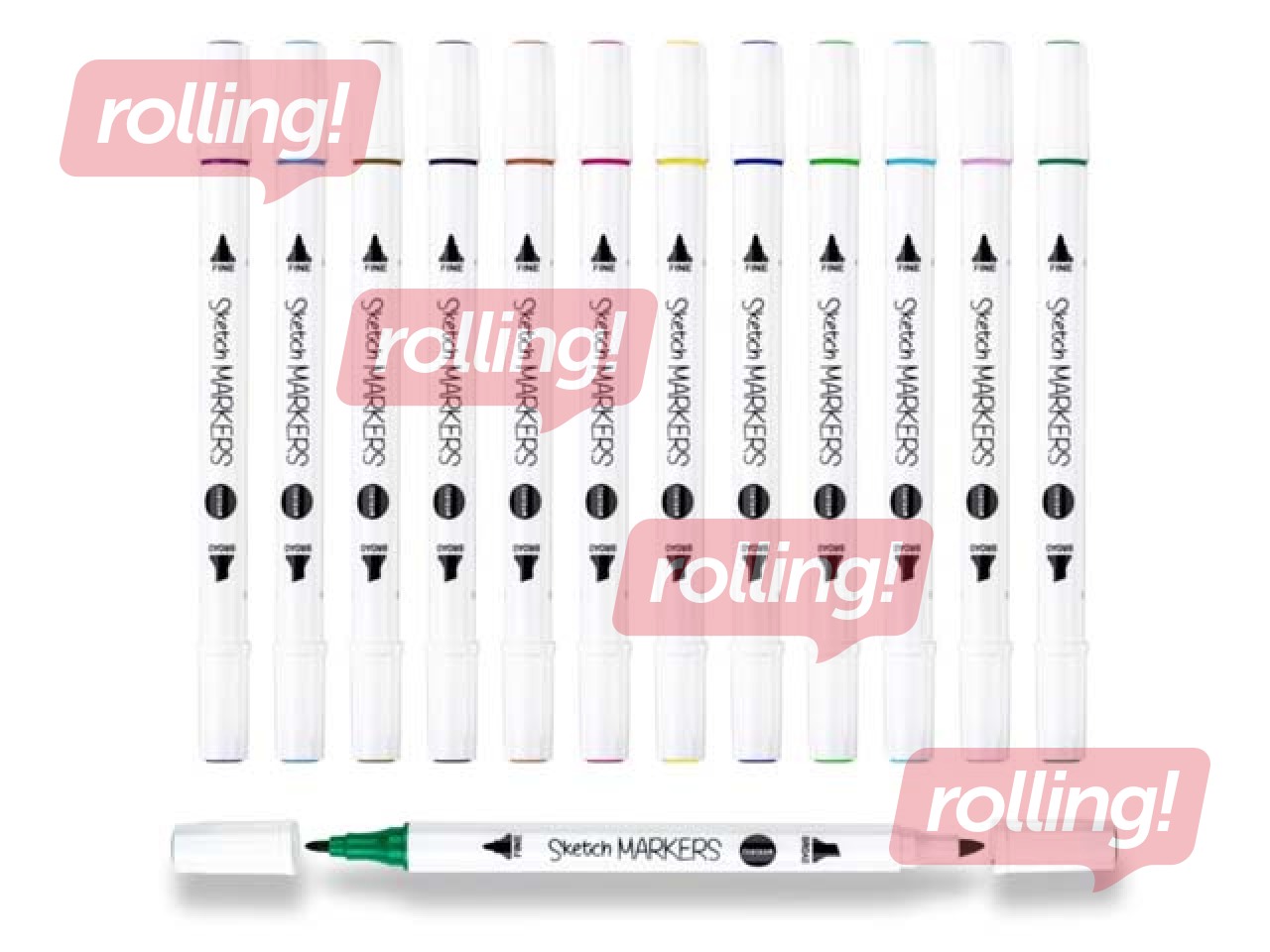 Markers for sketching and drawing, double-sided, 12 colors